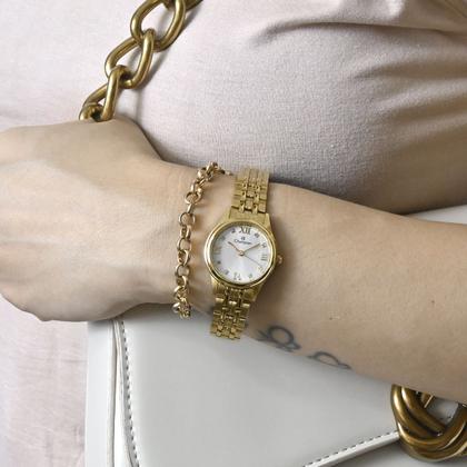 Imagem de Relogio Champion Feminino Pequeno Dourado Prova Dagua