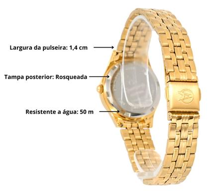 Imagem de Relogio Champion Feminino Pequeno Dourado Prova Dagua