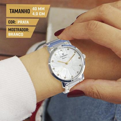 Imagem de Relógio Champion Feminino Prata Analógico Prova Dágua Luxo