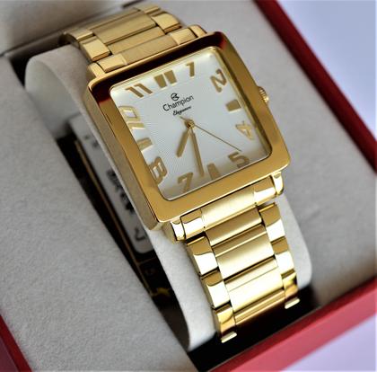 Imagem de Relogio champion feminino quadrado dourado  numeros cn26886h