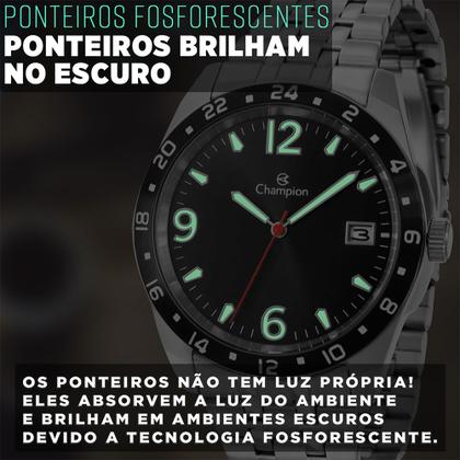 Imagem de Relógio Champion Masculino Prata Preto Prova Dágua com Garantia de 1 Ano