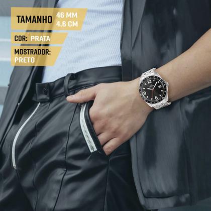Imagem de Relógio Champion Masculino Prata Preto Prova Dágua com Garantia de 1 Ano