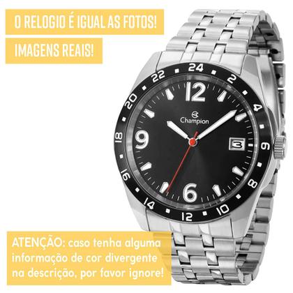 Imagem de Relógio Champion Masculino Prata Preto Prova Dágua com Garantia de 1 Ano
