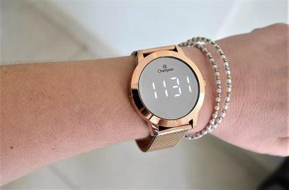 Imagem de Relogio champion rose espelhado lançamento ch40106p + kit semi joia