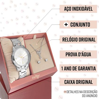 Imagem de Relógio Condor Feminino Prata 1 Ano de Garantia Analógico