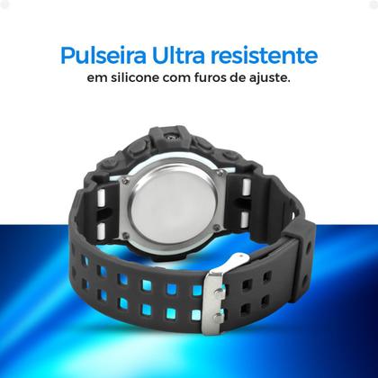 Imagem de Relogio Criança Digital Menino Infantil + Oculos Sol + Caixa preto data esportivo adolescente cronometro criança alarme