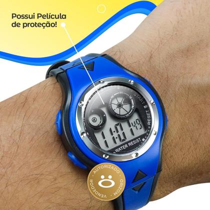 Imagem de relogio criança premium ajustavel digital infantil qualidade original alarme menino esportivo azul presente led preto