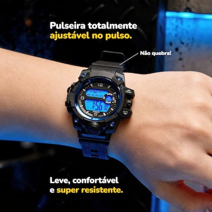 Imagem de Relogio Criança Silicone Digital Infantil Menino + Caixa presente adolescente silicone ajustavel original azul preto