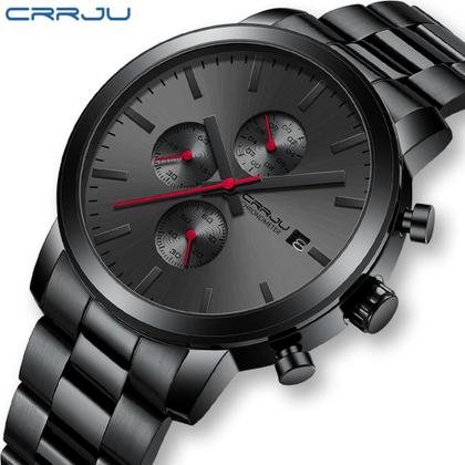 Imagem de Relógio CRRJU Fashion Business Chronograph à prova d'água para homens