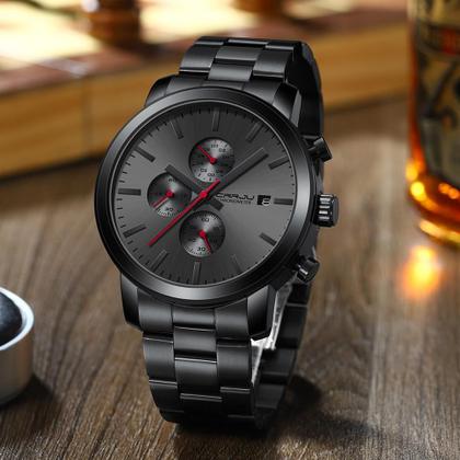 Imagem de Relógio CRRJU Fashion Business Chronograph à prova d'água para homens