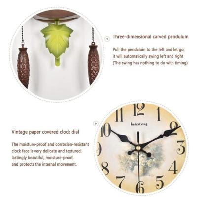 Imagem de Relogio cuco decorativo vintage estilo madeira com pendulo musical de parede quartzo retro classico