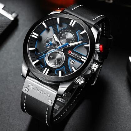 Imagem de Relógio Curren Masculino 8346 Original Pulseira Couro Social