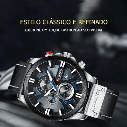 Imagem de Relógio Curren Masculino 8346 Original Pulseira Couro Social