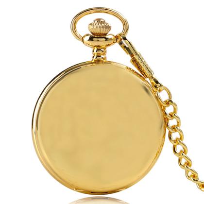 Imagem de Relógio De Bolso Com Corrente Antigo Vintage Dourado Liso