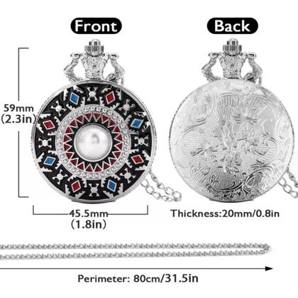 Imagem de Relógio De Bolso Feminino Mandala Com Corrente Aço E Estojo