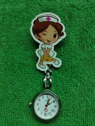 Imagem de Relógio De Lapela Quartzo Enfermagem Aço Inox Corrente