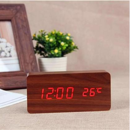 Imagem de Relógio De Mesa Digital Data Hora Temperatura Led 3 alarmes sensor liga e desliga