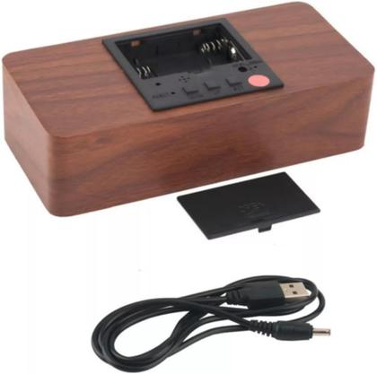 Imagem de Relógio De Mesa Digital Data Hora Temperatura Led 3 alarmes sensor liga e desliga