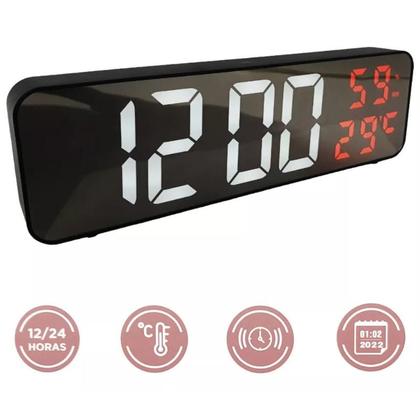 Imagem de Relógio de Mesa Digital Despertador Digital com Tela Refletiva Multifuncional USB