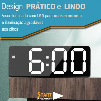 Imagem de Relógio De Mesa Digital Led Grande Com Calendário Temperatura Linha Premium