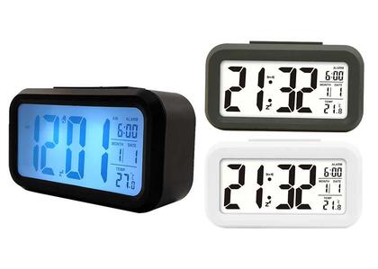 Imagem de Relógio De Mesa Digital Preto com Despertador e Sensor de Temperatura Top