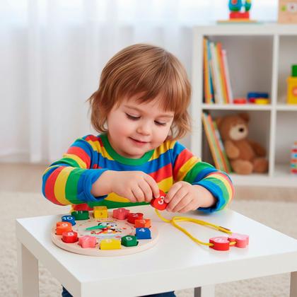 Imagem de Relógio De Montar Montessori De Brinquedo Com Formas Coloridas E Educativo