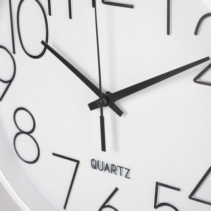 Imagem de Relogio de parede 24 cm branco com numeros pretos