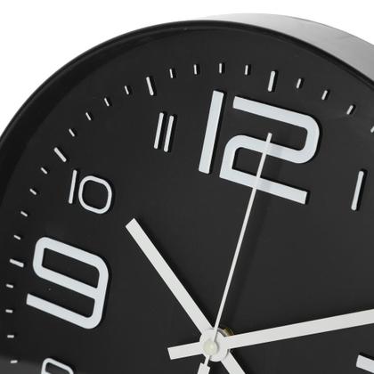 Imagem de Relogio de parede 29 cm preto com numeros brancos