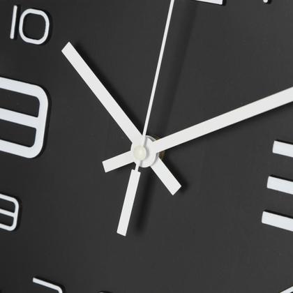 Imagem de Relogio de parede 29 cm preto com numeros brancos