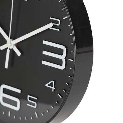 Imagem de Relogio de parede 29 cm preto com numeros brancos