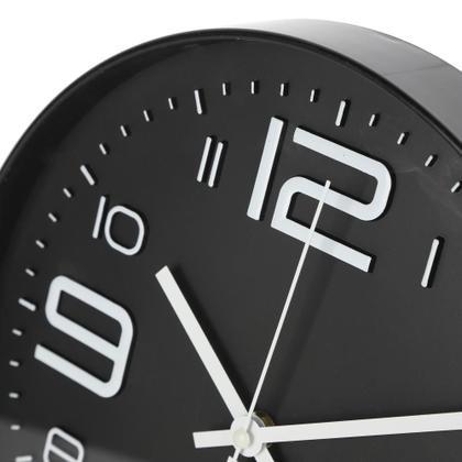 Imagem de Relogio de parede 29 cm preto com numeros brancos