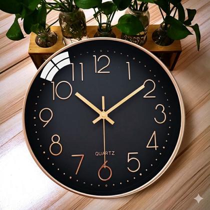 Imagem de Relógio de parede 30 cm Quartz Preto