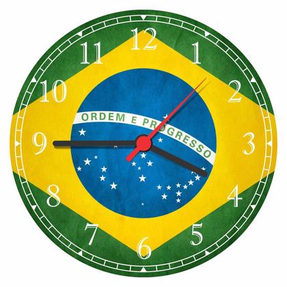 Imagem de Relógio De Parede Bandeira Do Brasil Quarto Salas Tamanho Grande 50 Cm Quartz G01