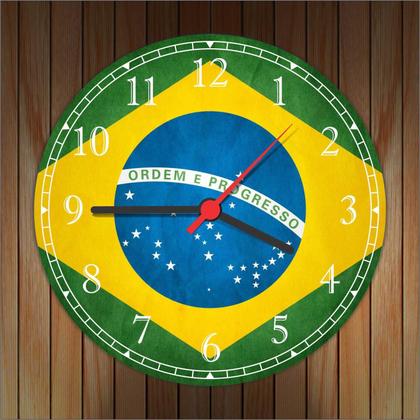 Imagem de Relógio De Parede Bandeira Do Brasil Quarto Salas Tamanho Grande 50 Cm Quartz G01