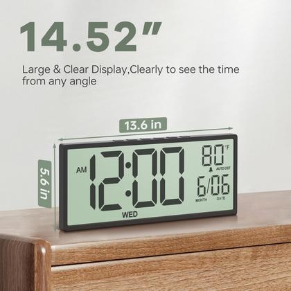 Imagem de Relógio de Parede Digital LCD JALL - 14,5 Polegadas - Com Bateria
