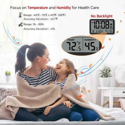 Imagem de Relógio de parede digital WallArge CL6002 com temperatura e umidade