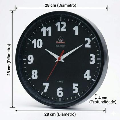Imagem de Relógio De Parede Plashome Kappa Classico Preto Preto 28 Cm Sala Cozinha Decoração Escritório Consultório