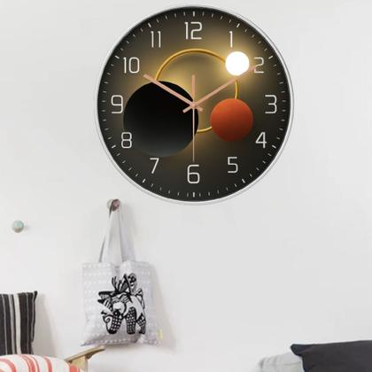 Imagem de Relógio De Parede Prata Lua 30cm Silencioso Design Moderno Sala Quarto Escritório Cozinha