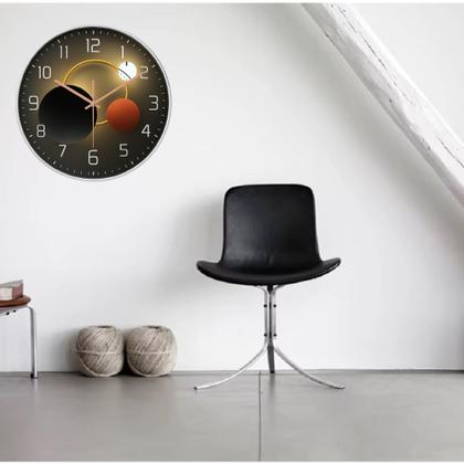Imagem de Relógio De Parede Prata Lua 30cm Silencioso Design Moderno Sala Quarto Escritório Cozinha