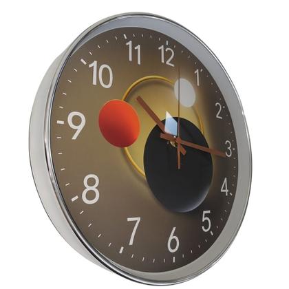 Imagem de Relógio De Parede Prata Lua 30cm Silencioso Design Moderno Sala Quarto Escritório Cozinha