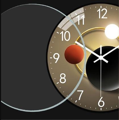 Imagem de Relógio De Parede Prata Lua 30cm Silencioso Design Moderno Sala Quarto Escritório Cozinha