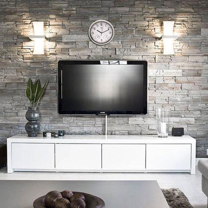 Imagem de Relógio De Parede Redondo C/ Termômetro Cinza Analógico 26cm