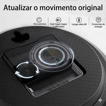 Imagem de Relógio de Parede Redondo Decorativo 30cm Ponteiro Silencioso Quartz Decoração de Cozinha Sala Casa Escritório
