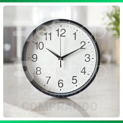 Imagem de Relógio de Parede Redondo Decorativo Moderno a Pilha Cozinha Preto e Branco Silencioso Sala Cozinha