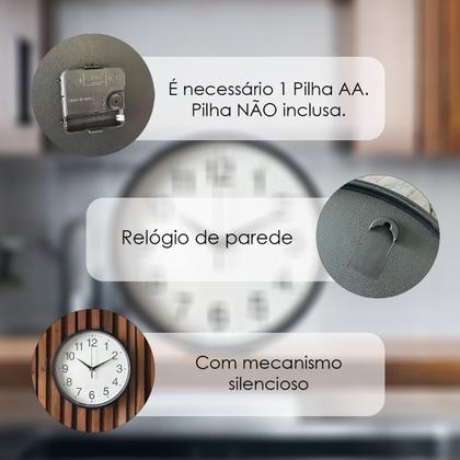 Imagem de Relógio de Parede Redondo Decorativo Moderno a Pilha Cozinha Preto e Branco Silencioso Sala Cozinha