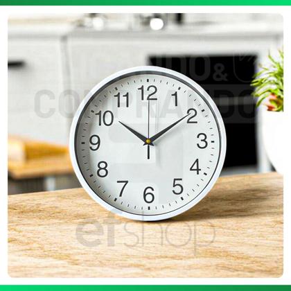Imagem de Relógio de Parede Redondo Decorativo Moderno a Pilha Cozinha Preto e Branco Silencioso Sala Cozinha