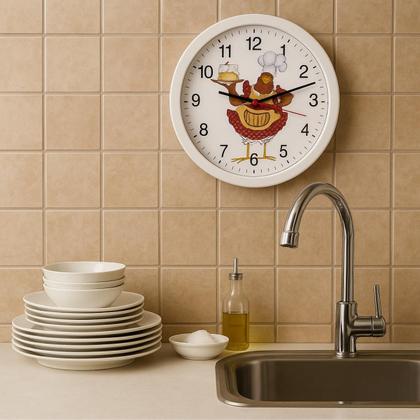 Imagem de Relógio de parede redondo galinha para cozinha jantar + NF
