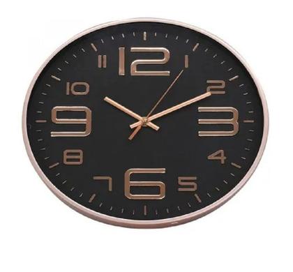 Imagem de Relógio De Parede Rose Gold E Preto 31cm Silencioso Design Moderno Sala Quarto Escritório Cozinha