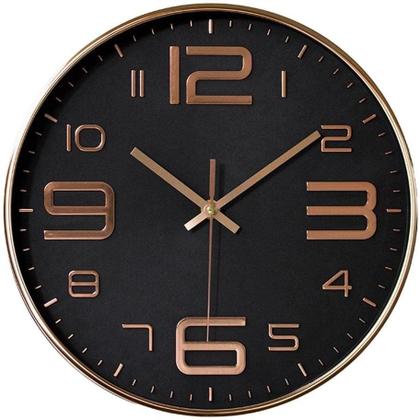Imagem de Relógio De Parede Rose Gold E Preto 31cm Silencioso Design Moderno Sala Quarto Escritório Cozinha
