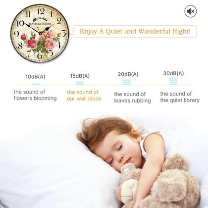 Imagem de Relógio de parede Toudorp Home 35cm Silent Non-Ticking Quartz